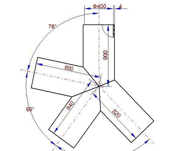 Y型三通四通和任意角度圆管多通放样下料图解，圆管立柱常用